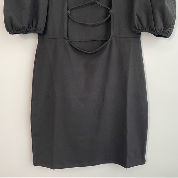 ONLY Black Cotton Bishop Sleeves Cocktail Dress - Picture 8 of 9